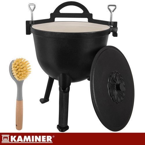 Чугунный казан Kaminer 27376 8 л эмалированный крышка ножки 27376 фото