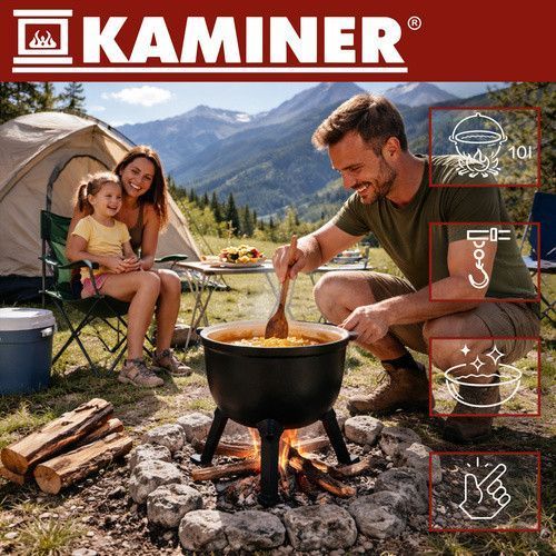 Чугунный казан Kaminer 27376 8 л эмалированный крышка ножки 27376 фото