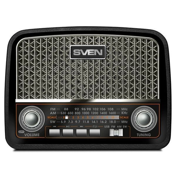 Портативний радіоприймач SVEN SRP-555 Black-Silver FM/AM/SW, USB, microSD TM-SVEN-SRP-555-BK-SV фото