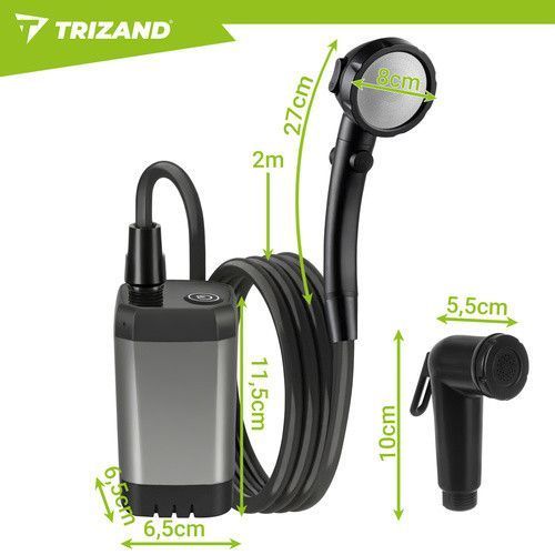 Туристичний душ Trizand 27539 6000 mAh USB-C LCD шланг 2 м 27539 фото
